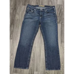 Big Star Womens Size 31 Maddie Legendary Distressed Embroidered Cropped Jeans